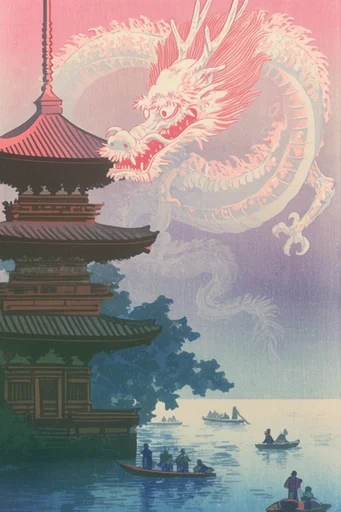 Ethereal Shin-Hanga Revival style reference image — Hasui Kawase inspired
