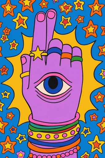 Neon Psychedelic Pop style reference image — vibrant neon palette