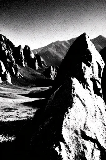 Gritty Monochromatic Noir style reference image — deep shadows