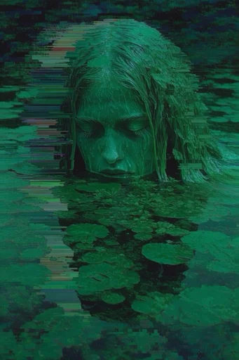 Digital Chlorophyll Glitch style reference image — datamoshing