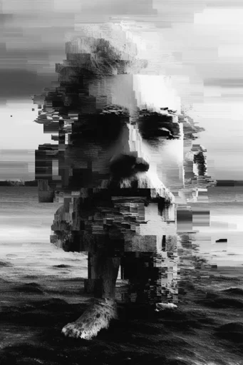 Monochrome Digital Decay style reference image — glitch art