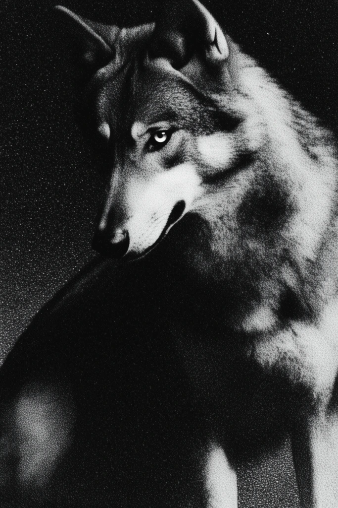 Stippled Chiaroscuro Noir style AI image example 3
