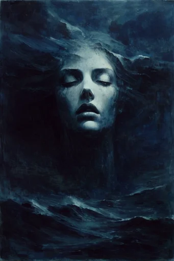 Abyssal Gothic Surrealism style reference image — chiaroscuro lighting