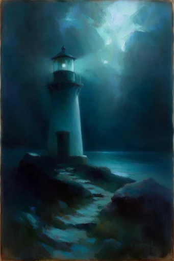 Nocturnal Emerald Etherealism style reference image — thick textured brushstrokes