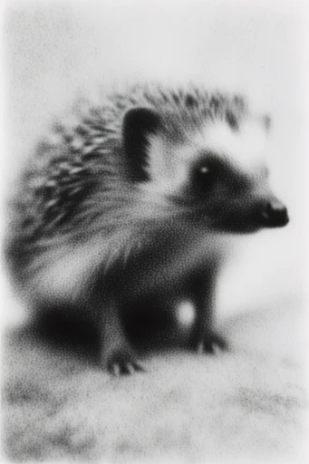 Ethereal Monochrome Grain style reference image — coarse halftone grain