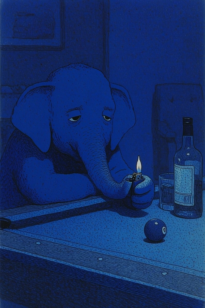 Nocturnal Woodblock Noir style AI image example 3