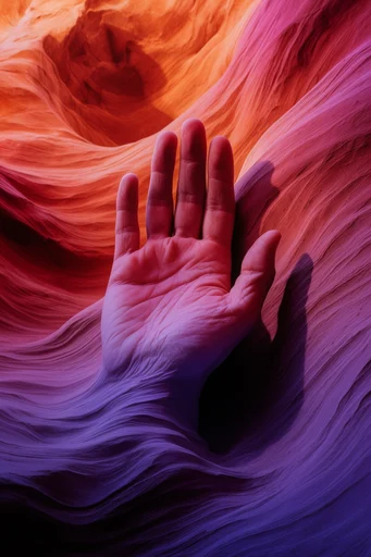 Ethereal Geological Surrealism style reference image — striated rock textures