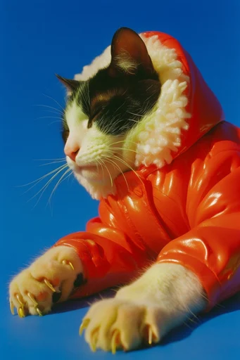 Hyper-Glossy Surreal Editorial style reference image — cobalt blue and scarlet red