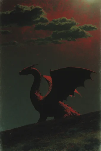Crimson Cosmic Noir style reference image — surreal cosmic atmosphere