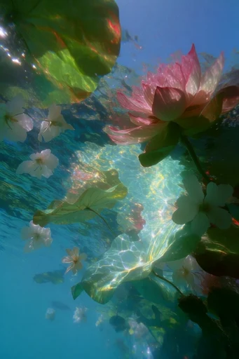 Luminous Submerged Etherealism style reference image — sunbeams filtering through water