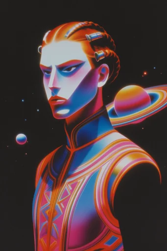 Prismatic Retro-Futurist Airbrush style reference image — starburst lens flare