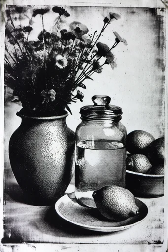 Monochrome Print Noir style reference image — distressed ink texture