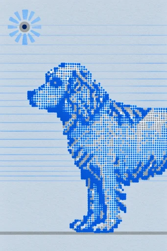 Cobalt Pixel Op-Art style reference image — digital tapestry