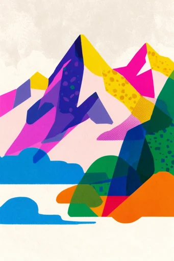 Retro Folk Risograph style reference image — risograph print texture