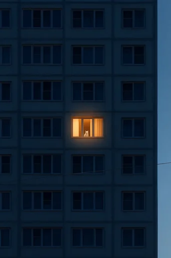 Monolithic Nocturnal Brutalism style reference image — cinematic solitude