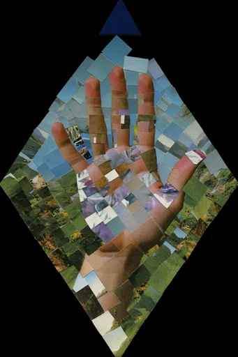 Tactile Deconstructed Collage style reference image — woven vintage photography