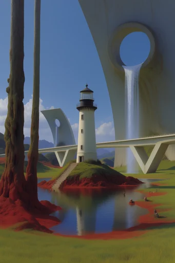 Surreal Pastoral Liminality style reference image — floating geometric elements