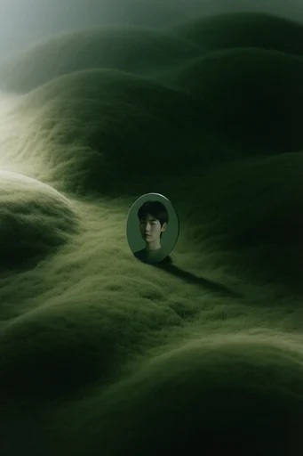 Velvety Verdant Surrealism style reference image — plush forest green