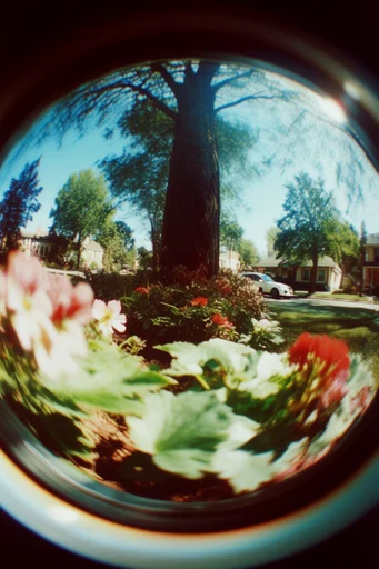 Nostalgic Fisheye Analog style reference image — chromatic aberration