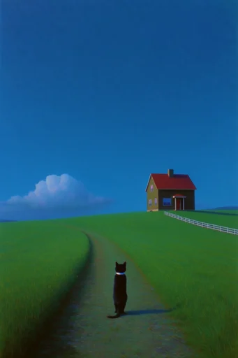 Surreal Liminal Pastoral style reference image — clean digital render