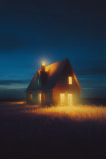 Nocturnal Amber Surrealism style reference image — analog film grain