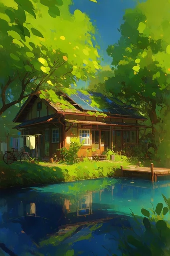 Luminous Solarpunk Sanctuary style reference image — painterly textures