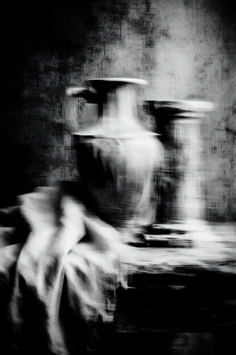 Spectral Kinetic Noir style reference image — heavy film grain