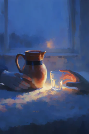 Luminous Nocturnal Folklore style reference image — warm amber glow