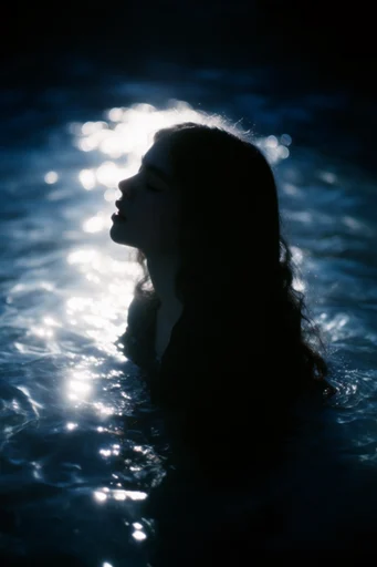 Luminous Cobalt Nocturne style reference image — hazy atmospheric film grain