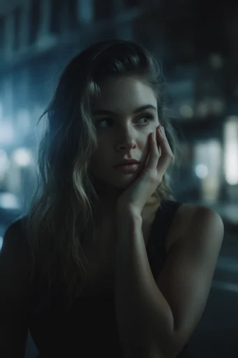 Cinematic Urban Nocturne style reference image — low-key lighting