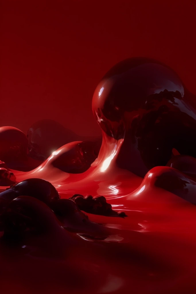 Monochromatic Crimson Surrealism style AI image example 2