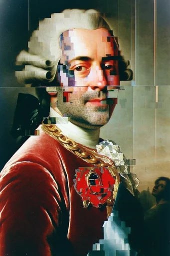 Digital Renaissance Glitch style reference image — data corruption