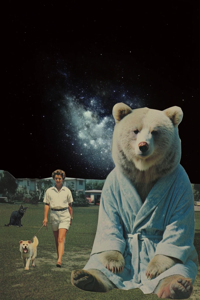 Retro Cosmic Surrealism style AI image example 3