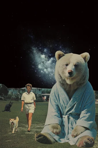 Retro Cosmic Surrealism style AI image example 3