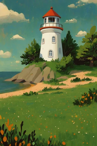 Whimsical Verdant Pastoral style reference image — textured painterly brushstrokes
