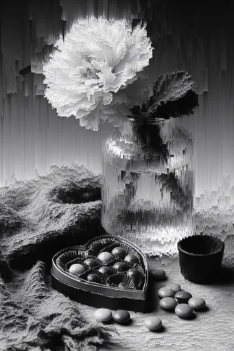 Monochrome Glitch Noir style reference image — pixel sorting