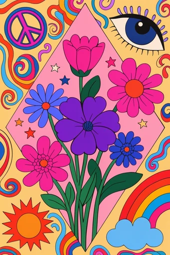 Neon Psychedelic Pop style reference image — metaphysical iconography