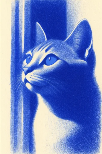 Monochromatic Cobalt Surrealism style reference image — introspective dreamlike atmosphere