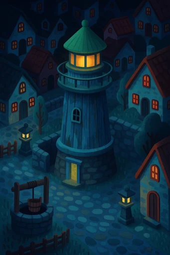 Whimsical Nocturnal Folklore style reference image — midnight blue and teal