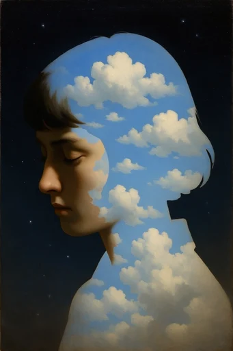 Celestial Surrealist Chiaroscuro style reference image — cloud texture