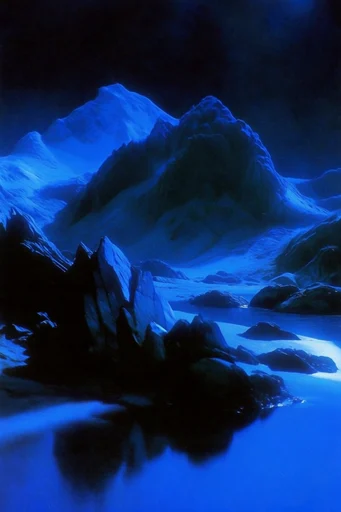 Bioluminescent Cobalt Noir style reference image — monochromatic cobalt blue