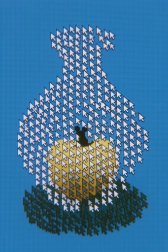 Retro Cursor Surrealism style reference image — CRT monitor texture