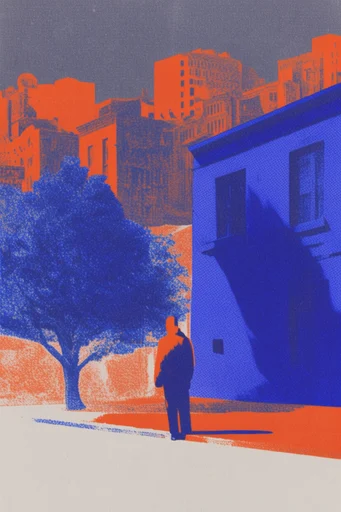 Textured Retro Graphic Pop style reference image — risograph print texture
