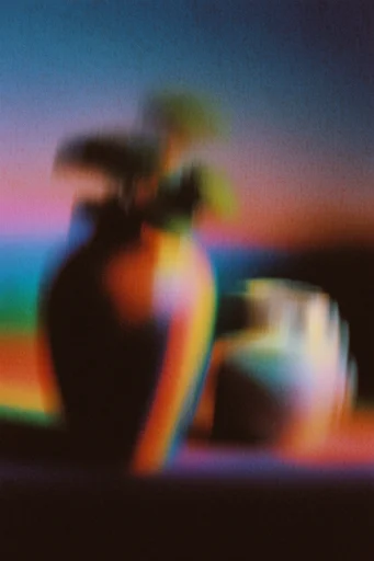 Chromatic Grain Dreamscape style reference image — heavy film grain