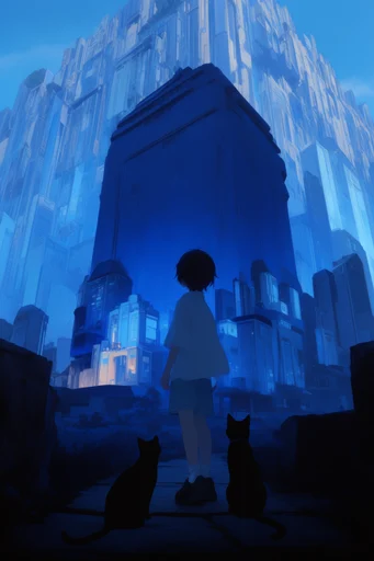 Celestial Cobalt Dreamscape style reference image — high contrast composition