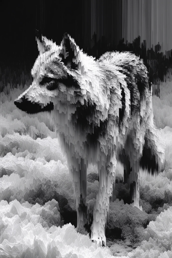 Monochromatic Digital Erosion style AI image example 3