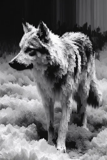 Monochromatic Digital Erosion style AI image example 3