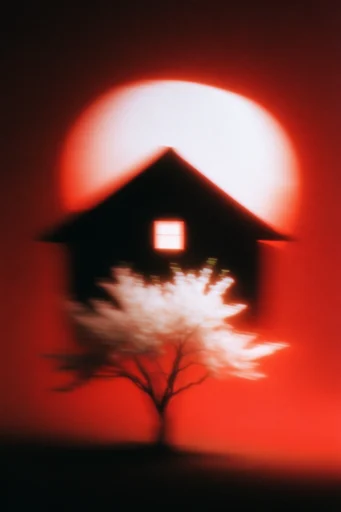 Ethereal Crimson Noir style reference image — stark black silhouette