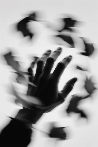 Kinetic Monochrome Distortion style reference image — motion blur portrait