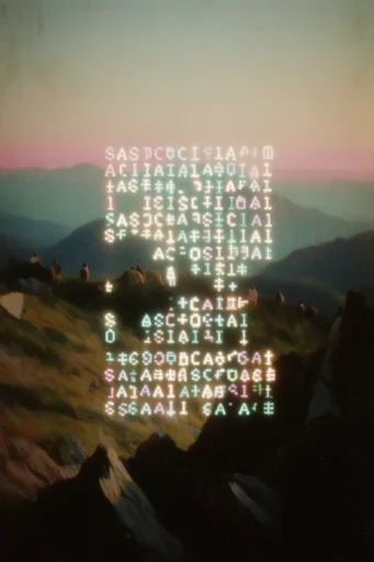 Luminous Digital Archeology style reference image — surreal digital glitch